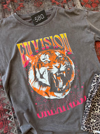 Envision Greatness Tiger Vintage-Wash Oversized Graphic Tee