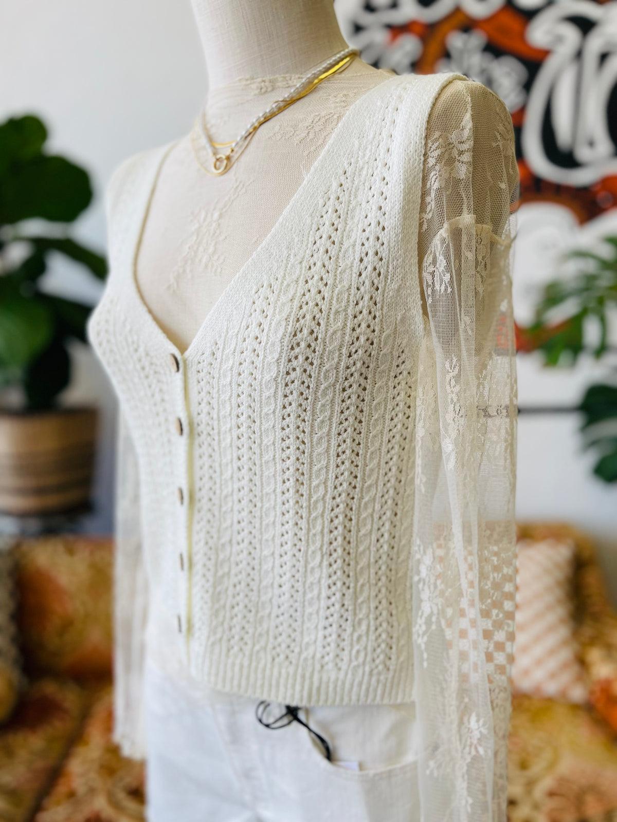 Not Your Grannie's Sweater Vest in Ivory