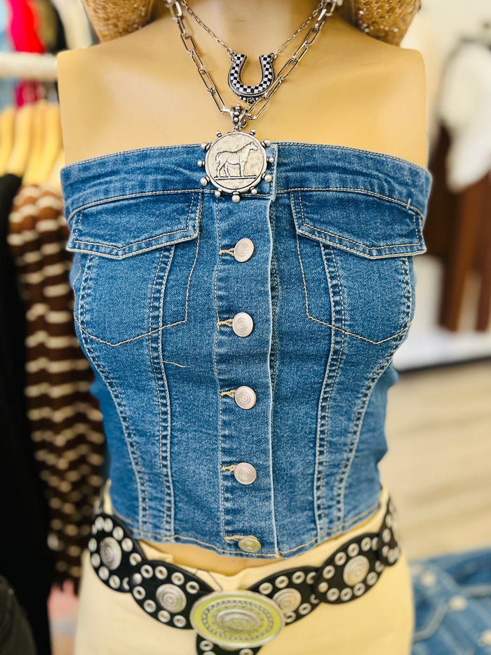 Dolly Denim Tube Top
