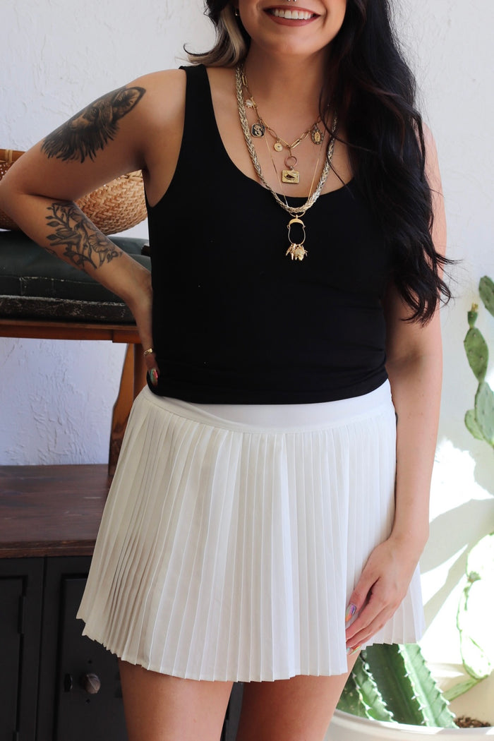 Payton Pleated Active Skirt in White