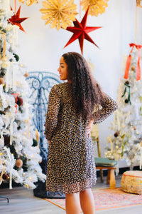Leopard Long Sleeve Mini Dress