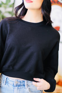 Stay Cozy Crop Sweatshirt in Black