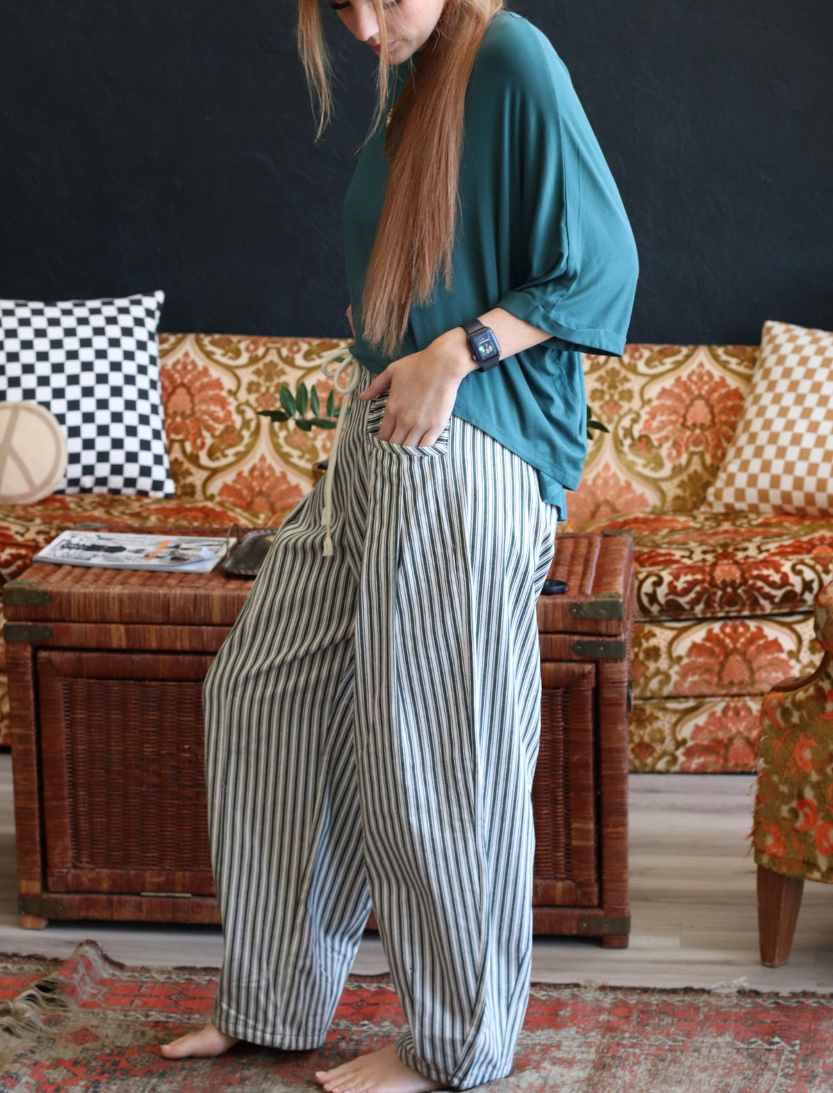 Danny Green Striped Barrel Denim Pants