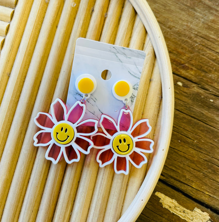 Acylic Flower Earrings + 2 Colors