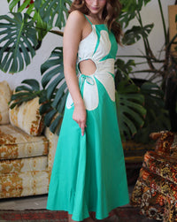 Daisy Cutout Green Midi Dress