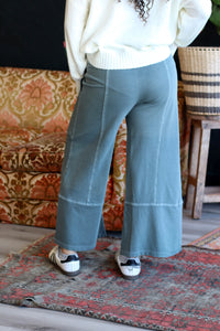 French Terry Wide Leg Pants Jade