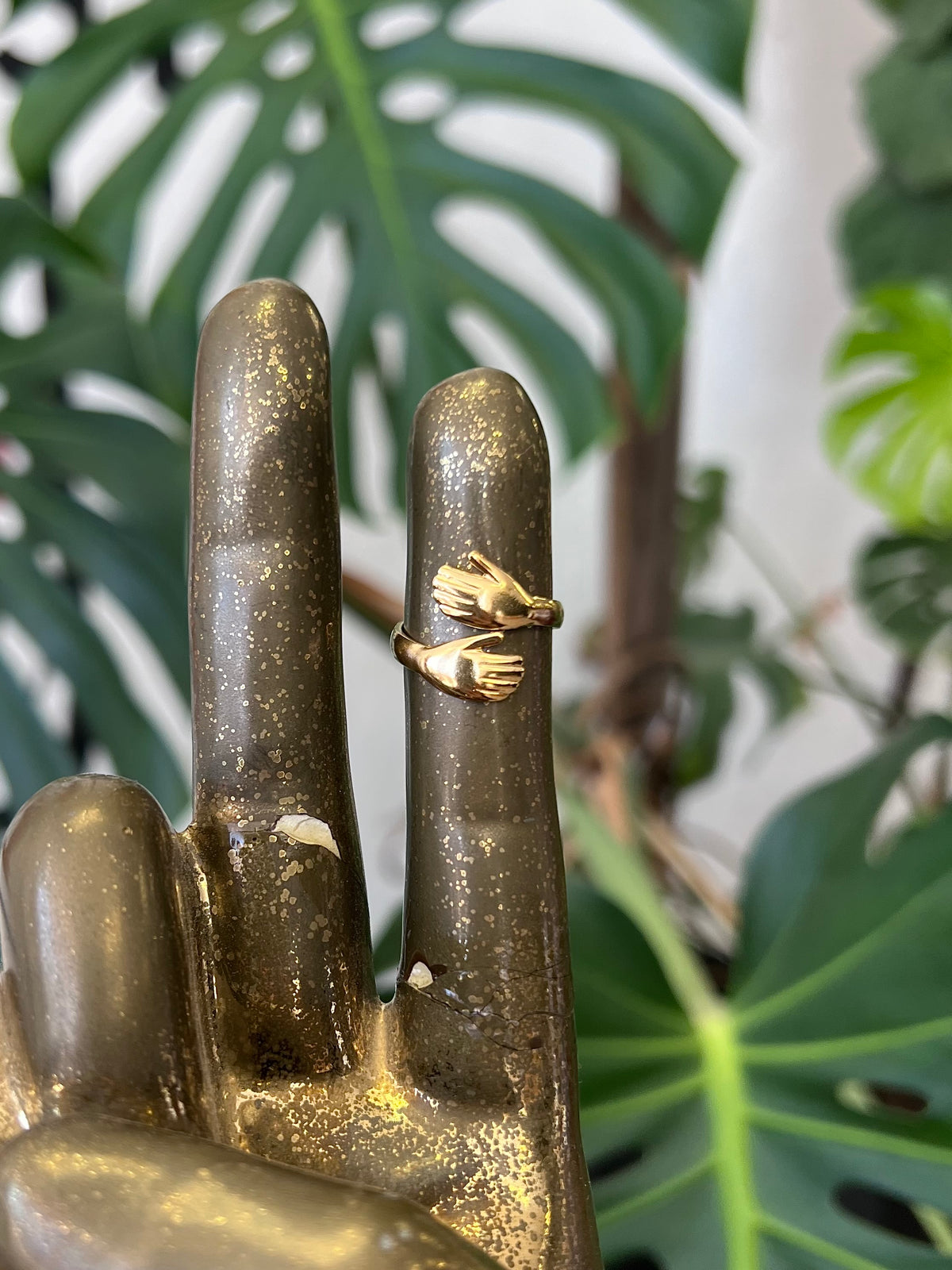 Hugging Hands Gold Plated Stainless Steel Ring