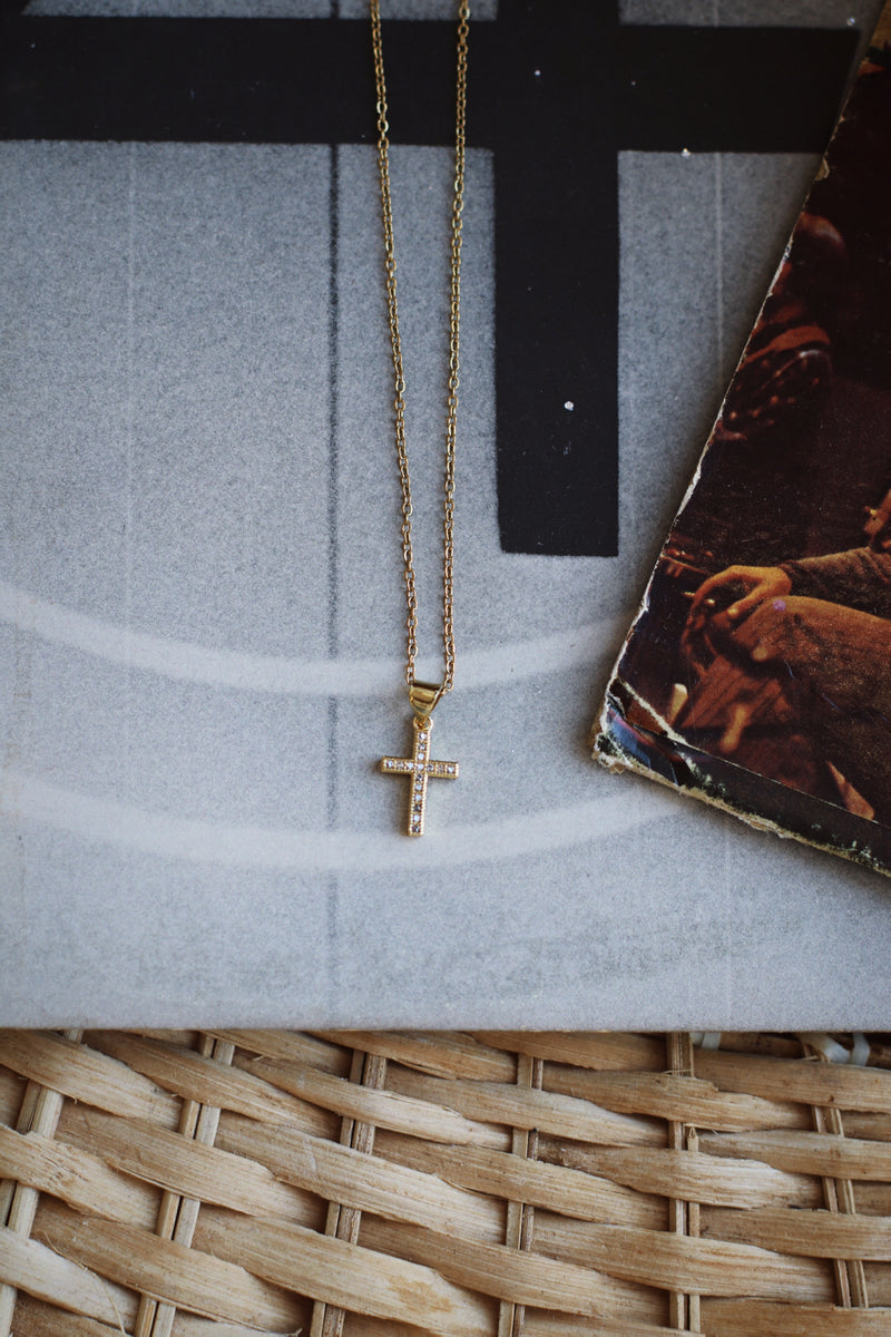 CZ GP Small Cross Necklace