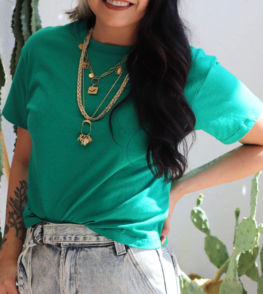 580 Basic Crop Tee + Green