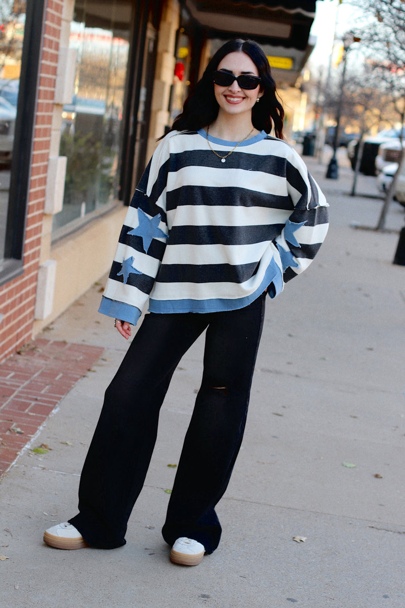 Stripe & Denim Star Sweater