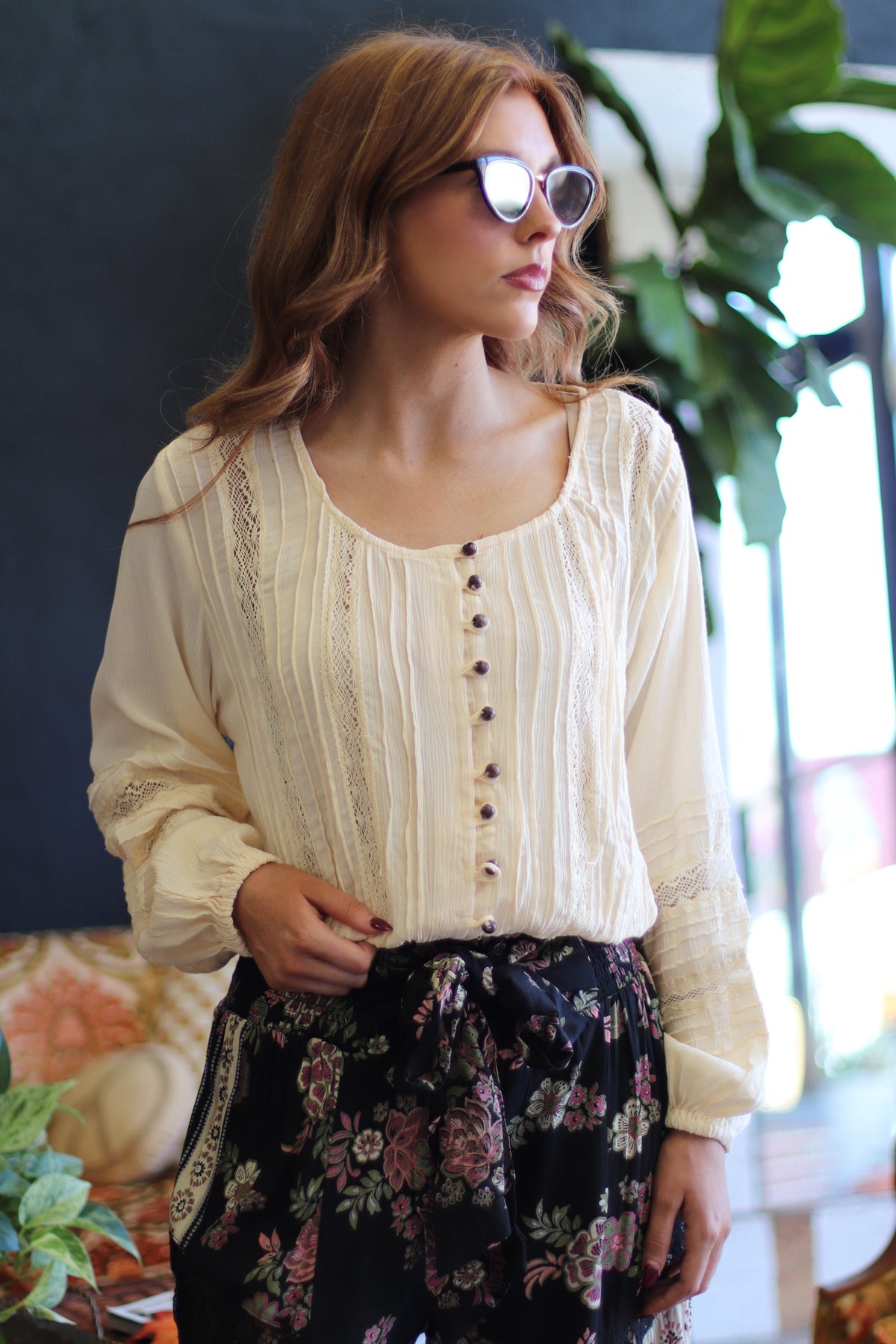 Lillie Cottagecore Button Down Prairie Blouse