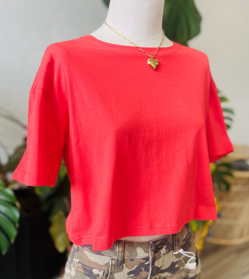 Robin Red Cropped Cotton Tee