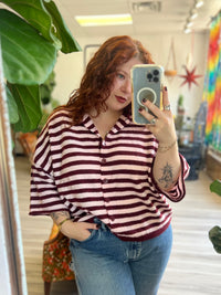 Makinly Burgundy Stripe Cardi