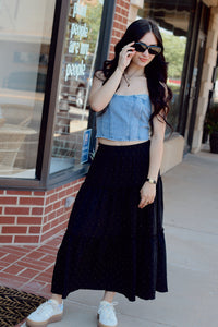 Rhinestone Tiered Skirt + Black