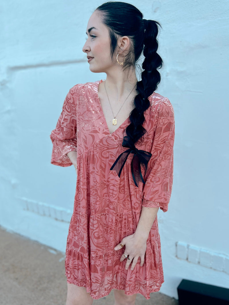 Enchanted Velvet Burnout Dress + Mauve