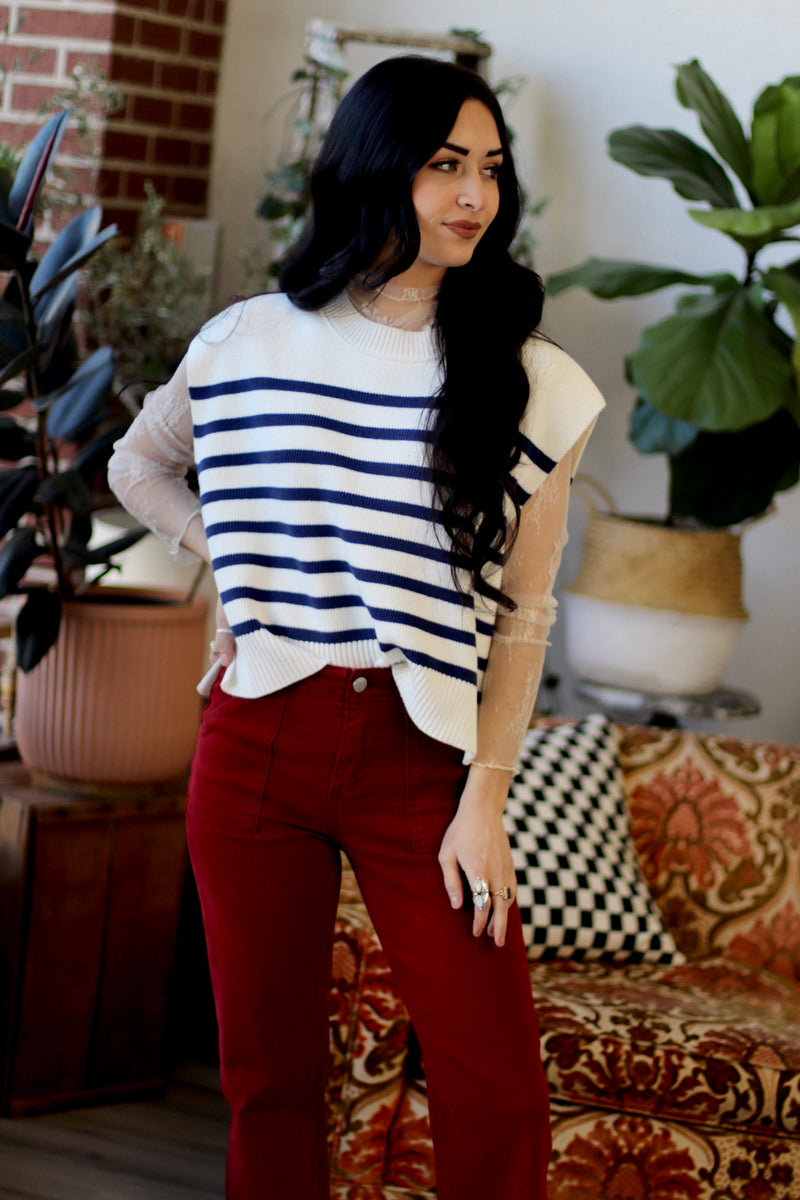 Time For Brunch Sweater Vest in Navy