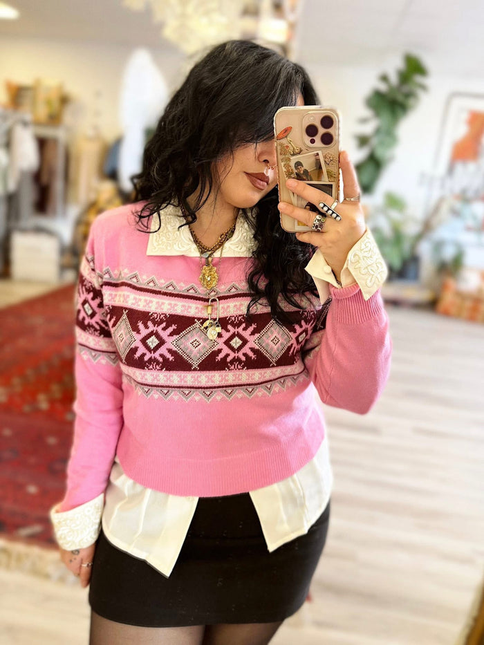 Fair Isle Sweater + Pink | PF