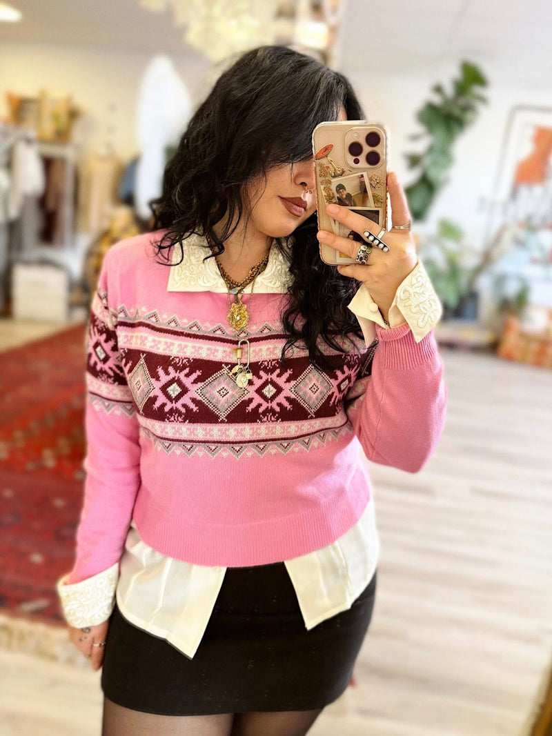 Fair Isle Sweater + Pink | PF