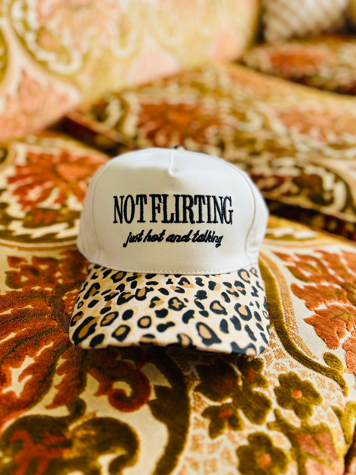 Not Flirting Hat Just Hot & Talking + Leopard