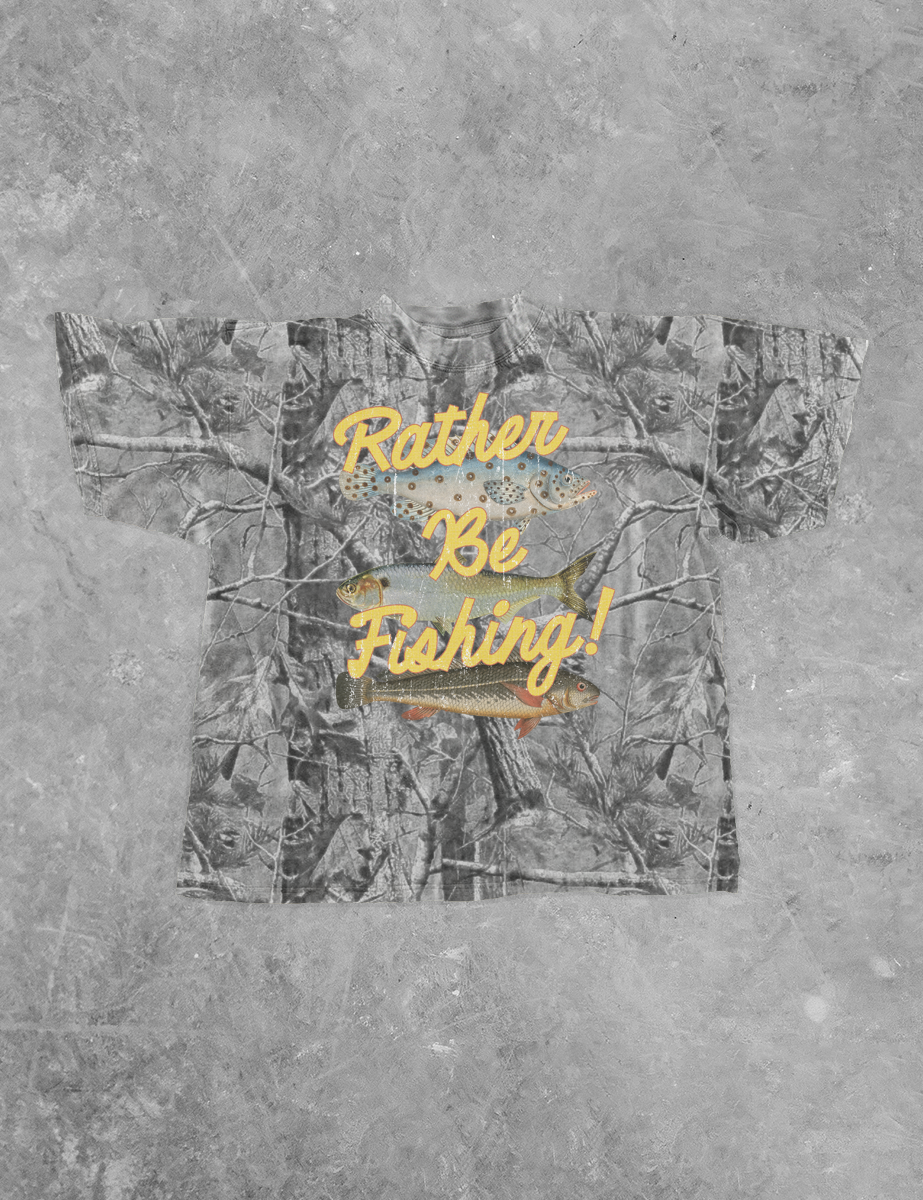 Rather Be Fishing Camo Cotton T-Shirt