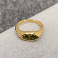 Horse Eye Zircon 18K GP Ring + Green