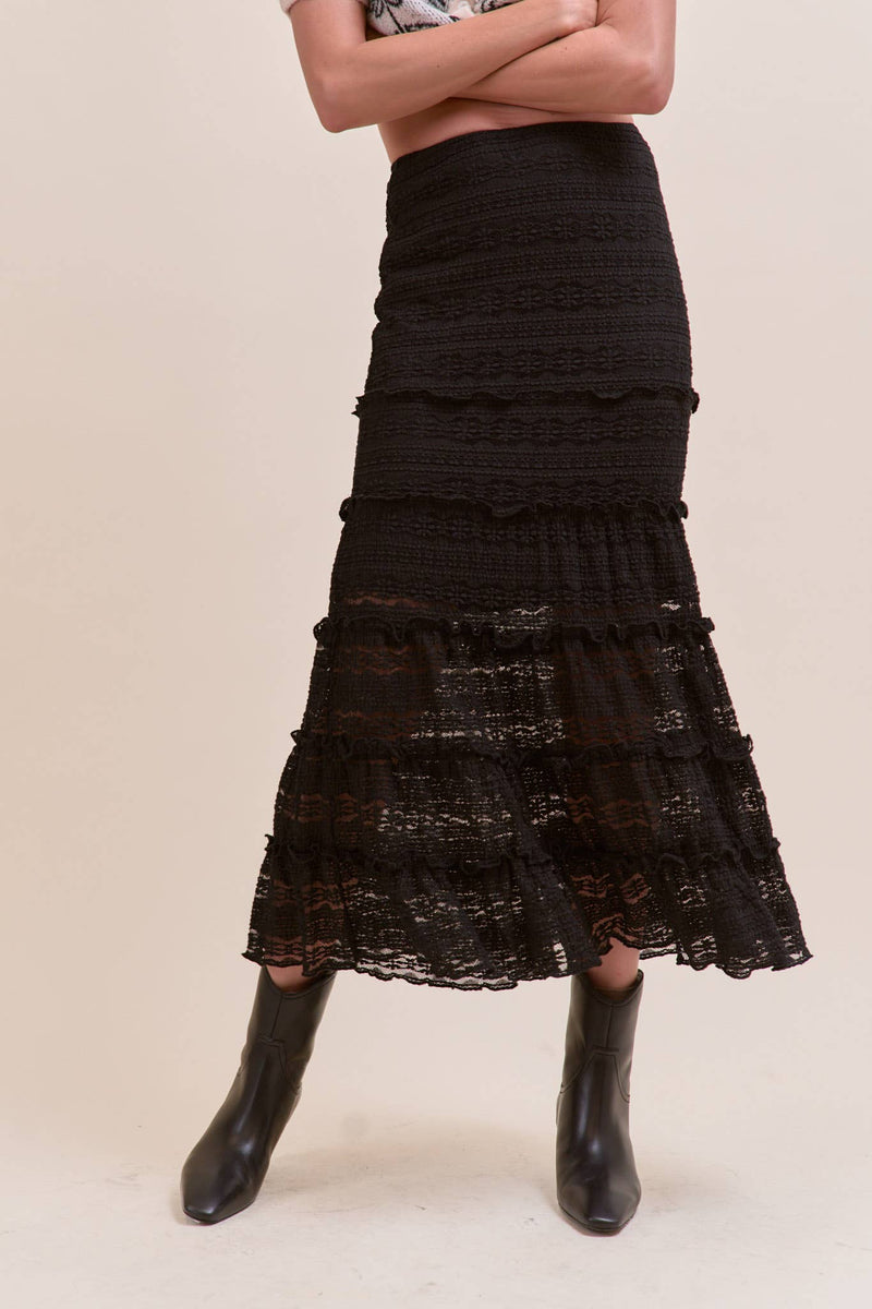 Melanie Mermaid Midi Skirt + Black