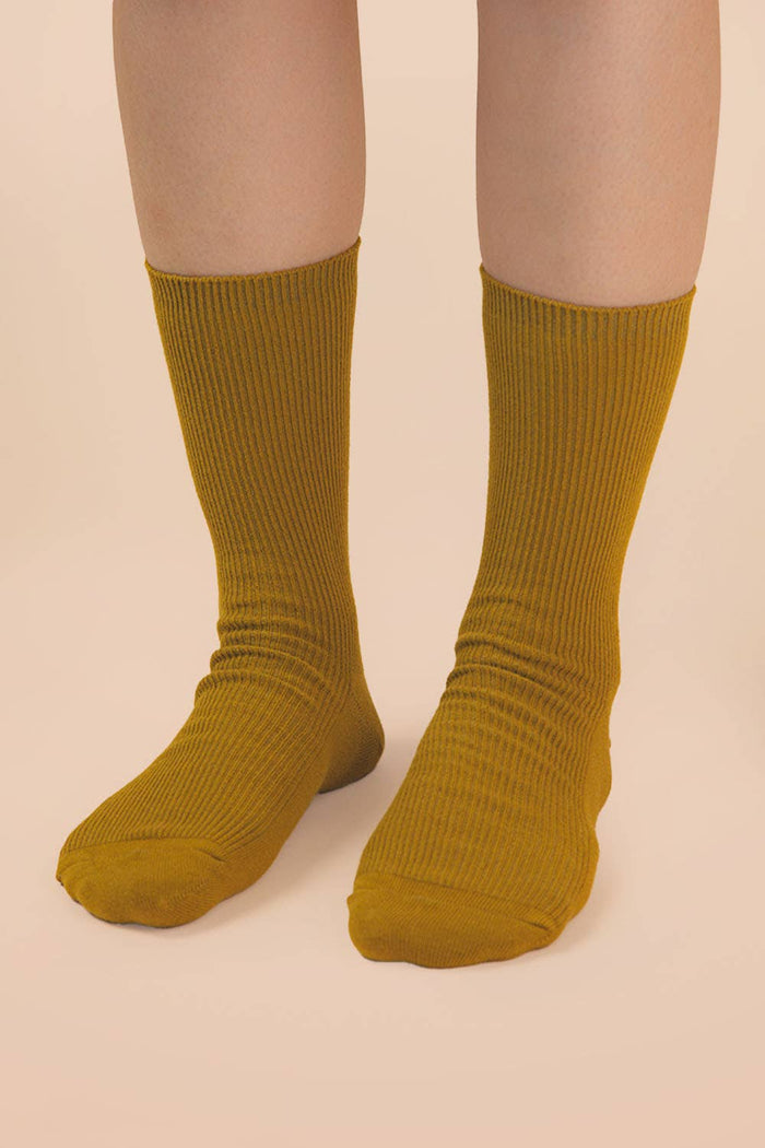 Ribbed mock socks: OLIVE