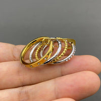 Two Tone 18K Gold Plated 4 Layer Stacked Safety Pin Ring
