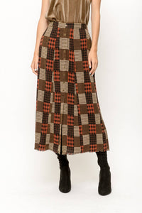 Stay Groovy Plaid Midi Skirt
