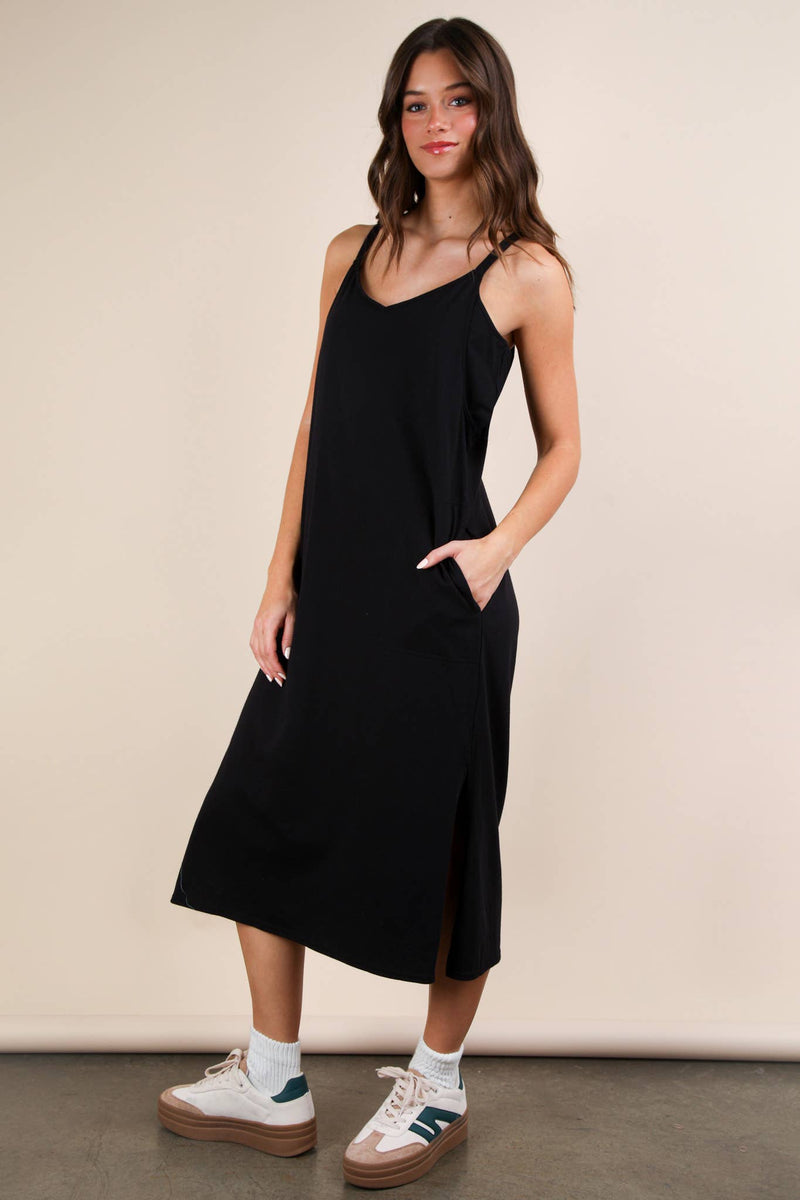 *Sleeveless Midi Dress in Black