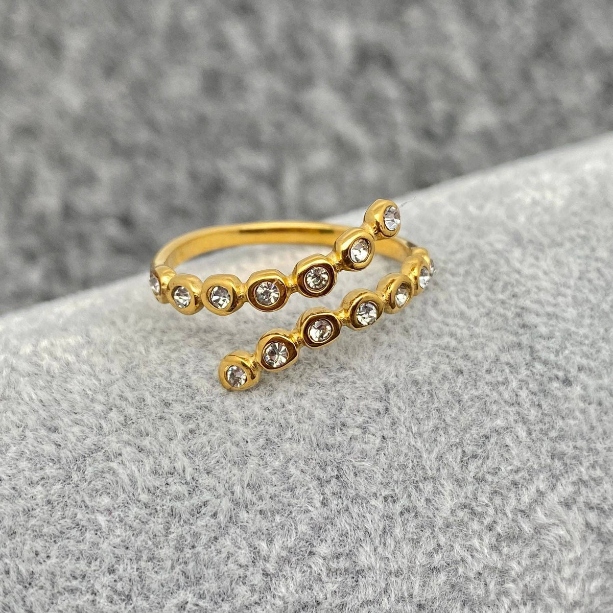 Cubic Zirconia 18K Gold Plated Octopus Ring Clear