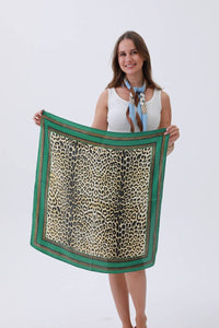 Green Leopard Silky Scarf/Top