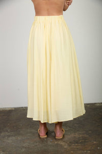 Isabella Yellow Pleated Midi Skirt