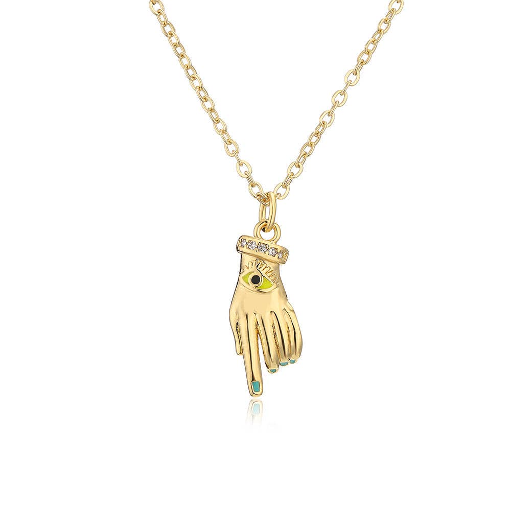 Gold Plated Hand Pendant Necklace