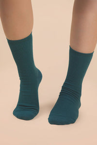 Ribbed mock socks: FOREST