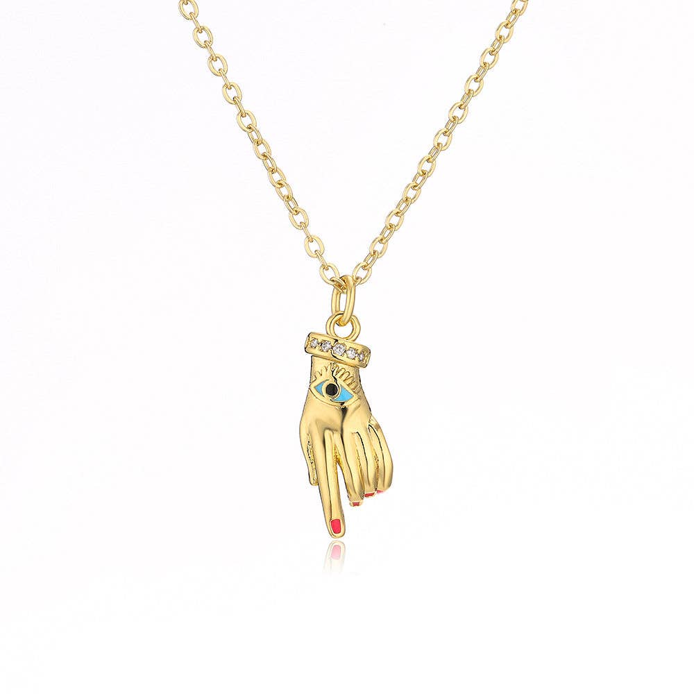 Gold Plated Hand Pendant Necklace