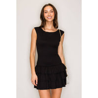 Ruffle Skirt & Open-Back Mini Dress Black