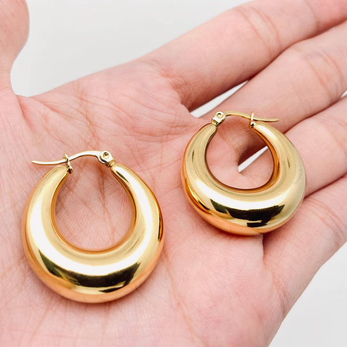 Geometric18K Gold Plated Stainless Steel Huggie Earrings
