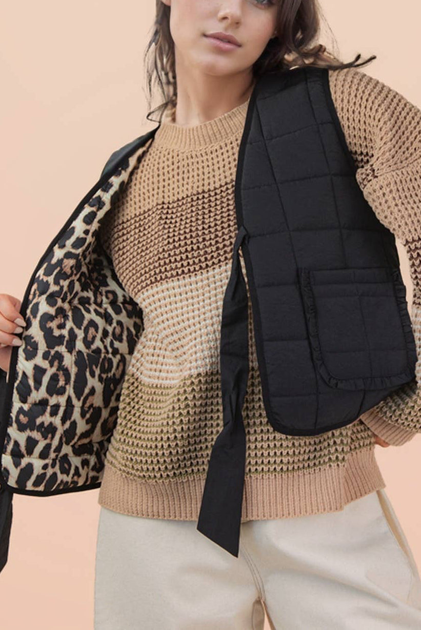 Printed Quilt Vest + Black & Leo
