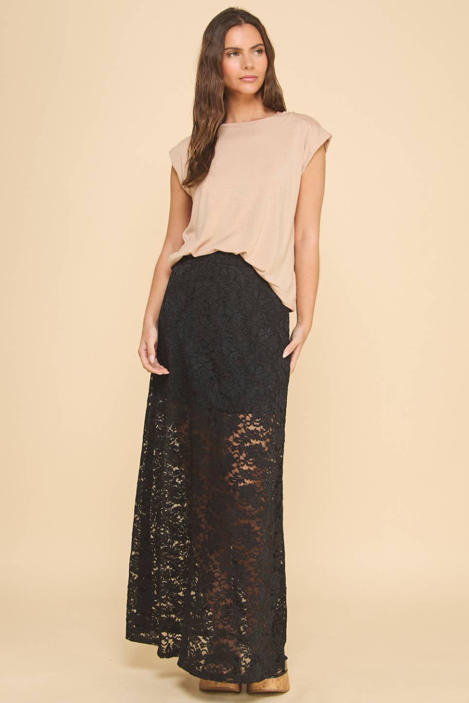 Lana Lace Maxi Skirt in Black