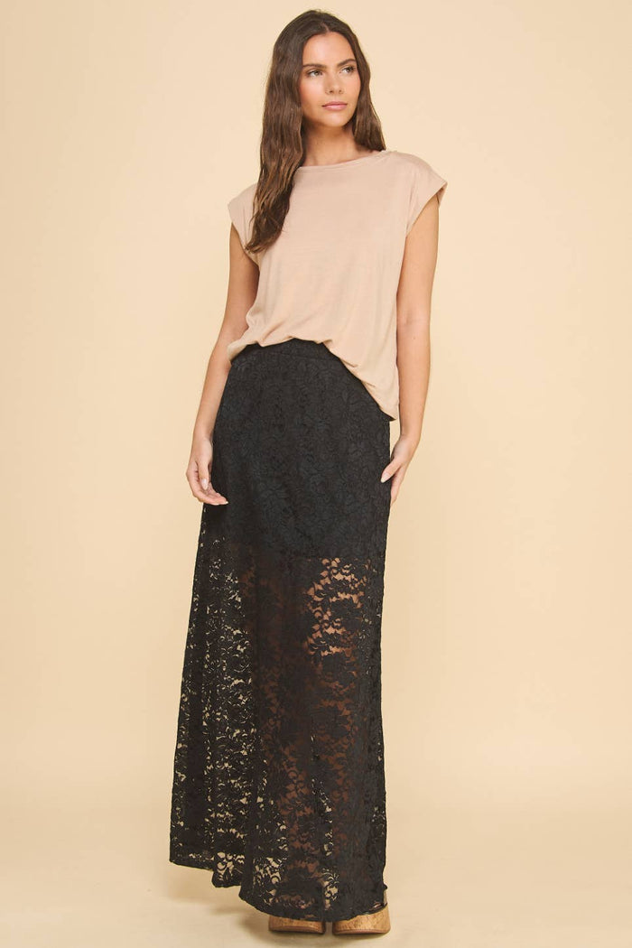 Lana Lace Maxi Skirt in Black