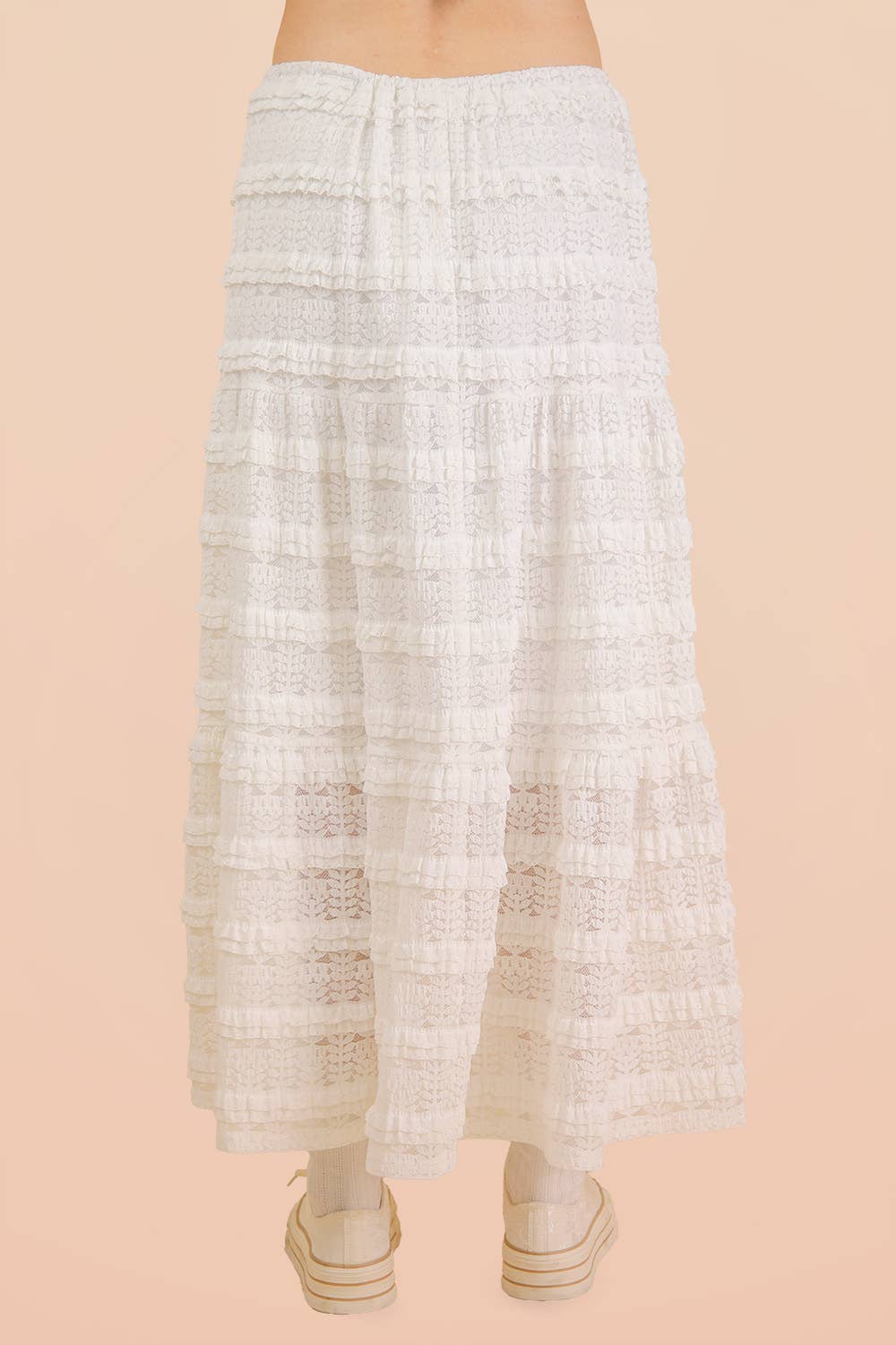 Praire Grunge White Lace Midi Skirt