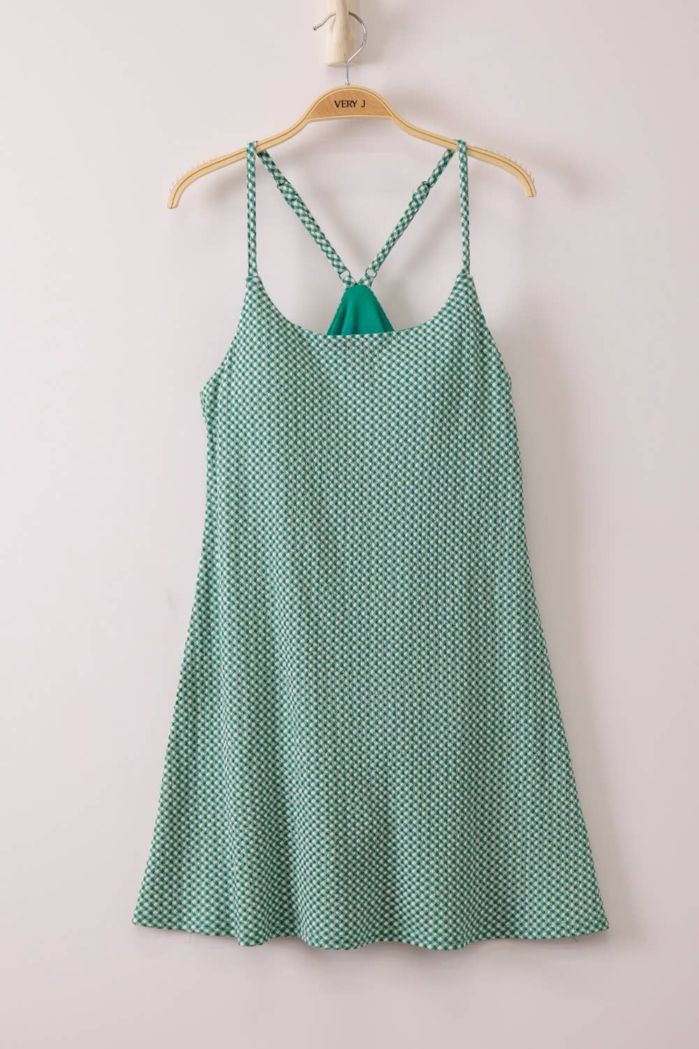 Ava Checkered Knit Active Tennis Dress Green