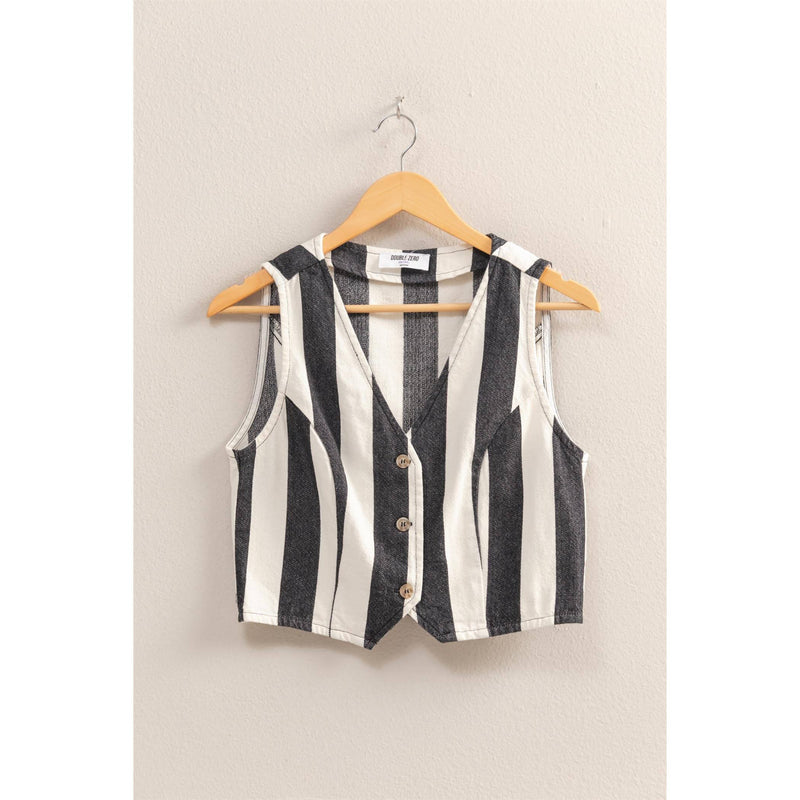 Striped Denim Vest