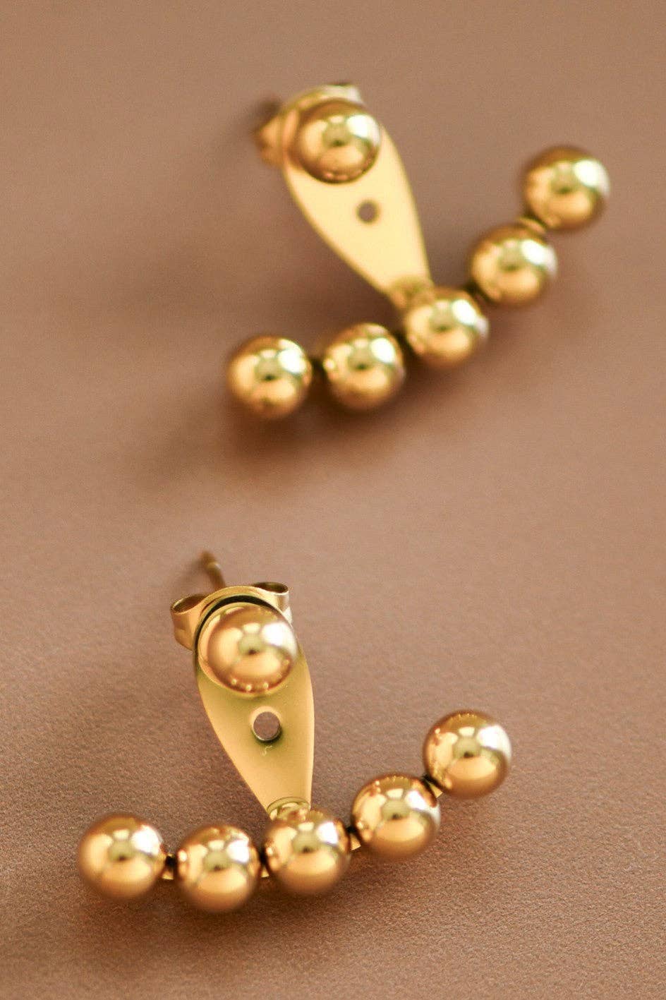 18K Gold Plated Waterproof Dotted Jacket Earrings