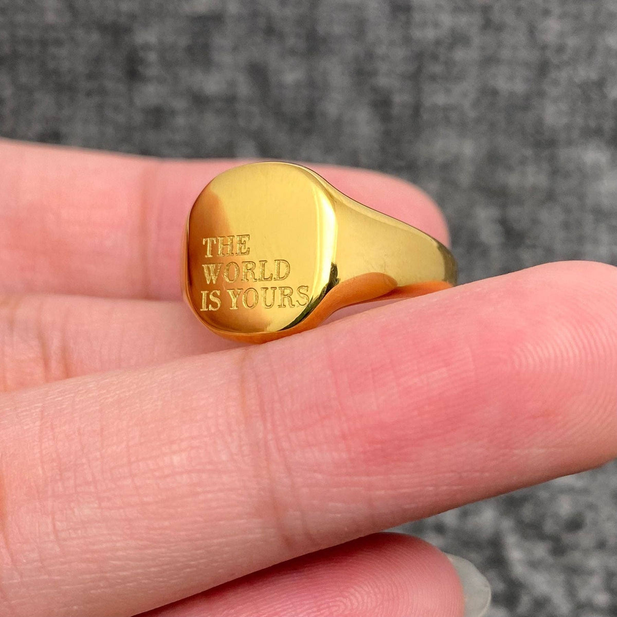 World Is Yours 18K Golden Signet Ring