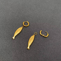 Fish Charm 18K Gold Plated Huggie Earrings