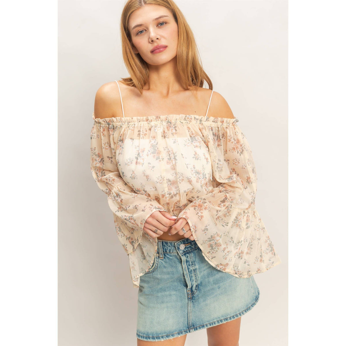 Boho Floral Off The Shoulder Top in Yellow