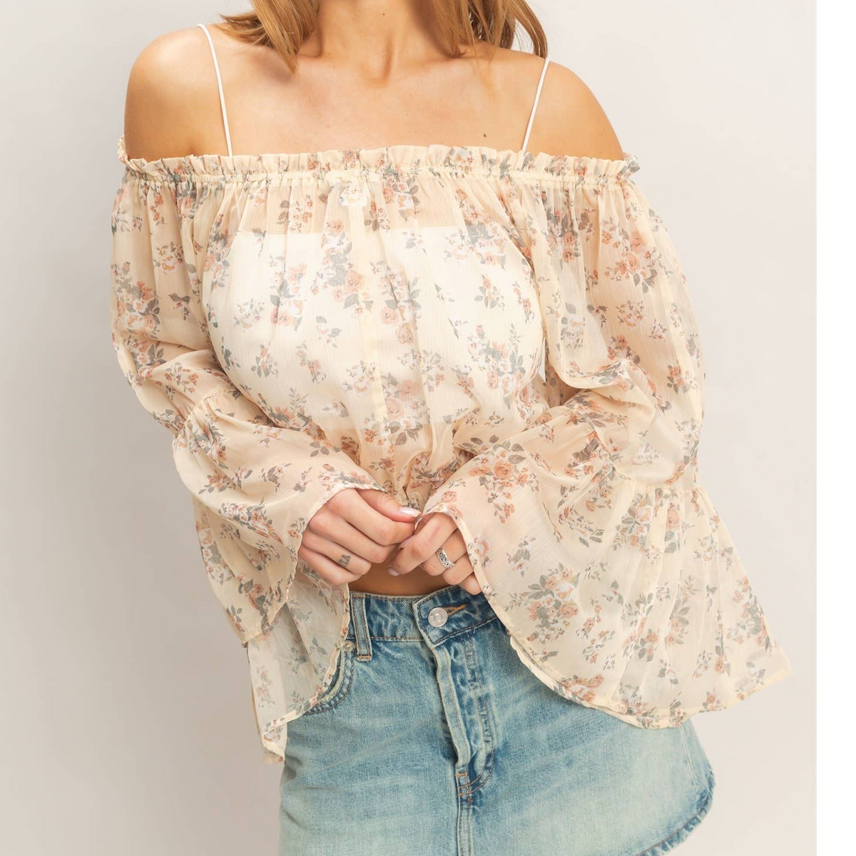 Boho Floral Off The Shoulder Top in Yellow