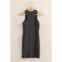 Lets Go Outside Ribbed Tank Dress in Black